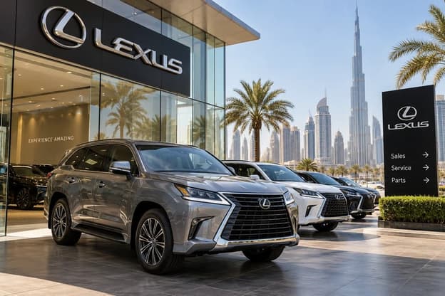 Премиальный внедорожник Lexus LX в современном сервисном центре во время компьютерной диагностики